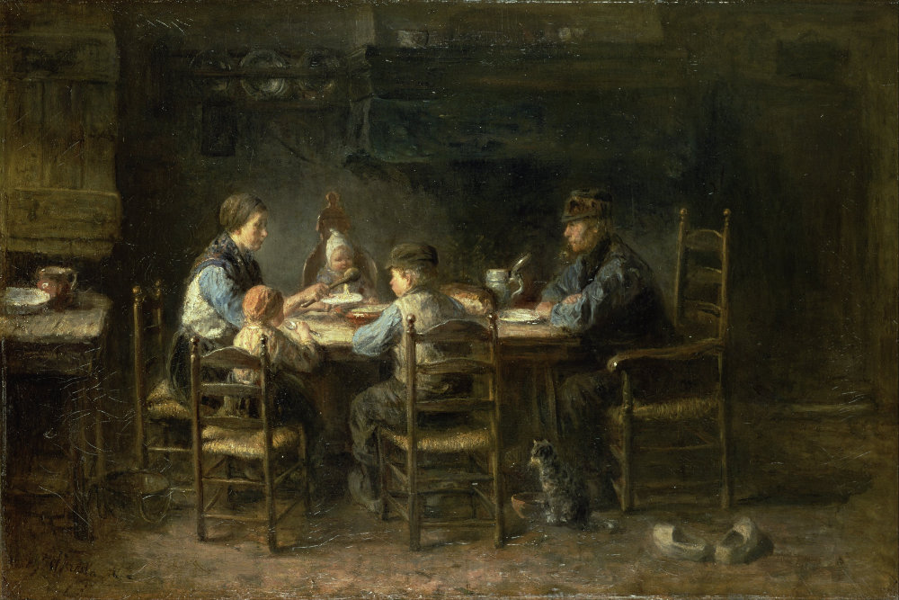 Jozef Israëls, Peasant family at the table, 1882