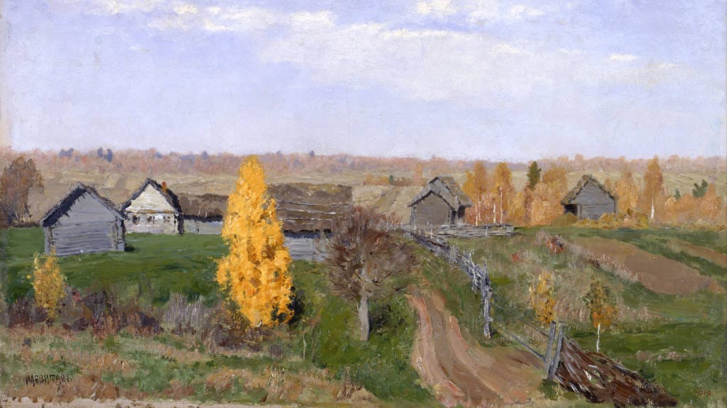 Isaac Levitan (1860–1900), Golden autumn. Slobodka