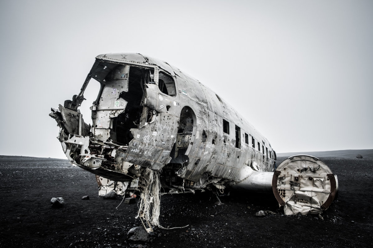 Wreckage of an airplane