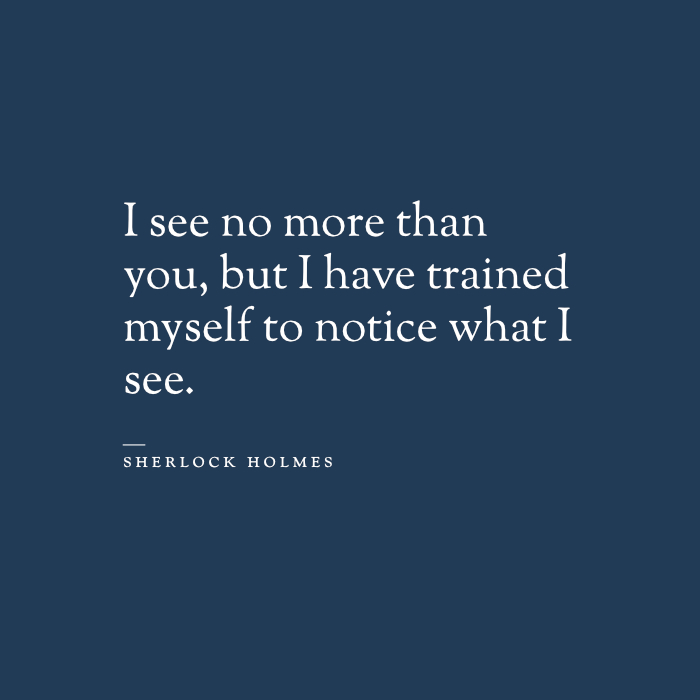 "I see no more than you, but I have trained myself to notice what I see."